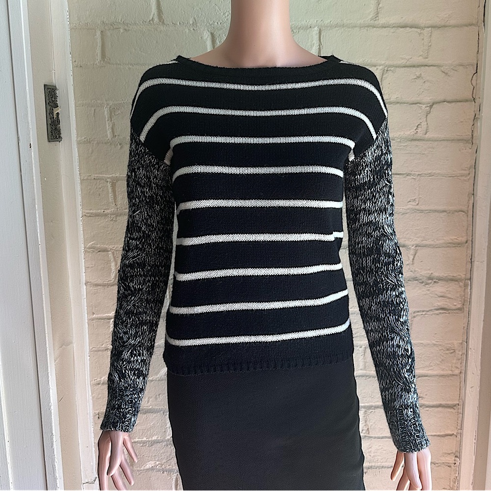 Poof Excellence size small black and white stripped sweater comfy